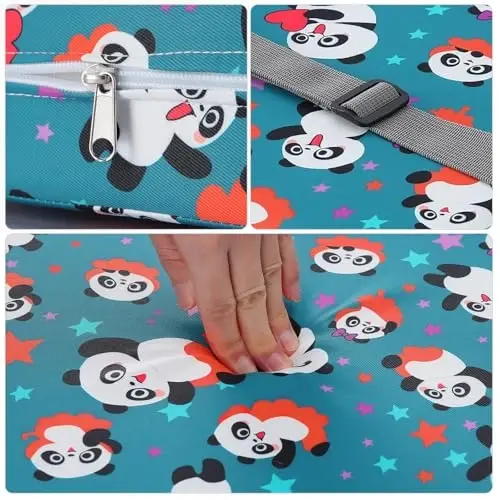 Zicac Portable Seat Cushion Washable with Non-Slip Bottom, Detachable Strong Support Cushion for Toddler Kids Baby Infant (Cyan Panda) - 2