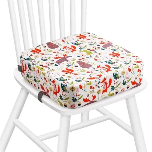 Zicac Portable Seat Cushion Washable with Non-Slip Bottom, Detachable Strong Support Cushion for Toddler Kids Baby Infant (White Forest) 