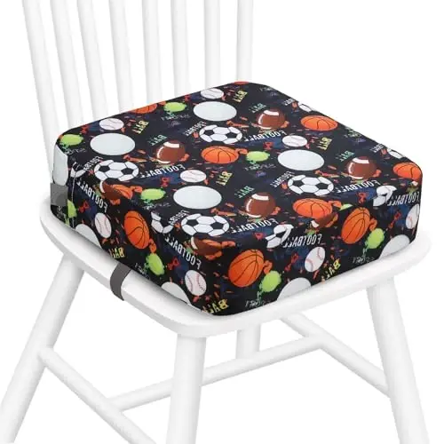 Zicac Portable Seat Cushion Washable with Non-Slip Bottom, Detachable Strong Support Cushion for Toddler Kids Baby Infant(Brown Soccer) - 1