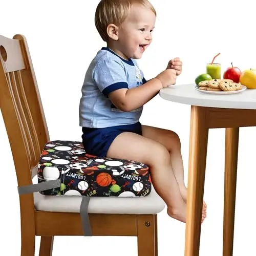 Zicac Portable Seat Cushion Washable with Non-Slip Bottom, Detachable Strong Support Cushion for Toddler Kids Baby Infant(Brown Soccer) - 5