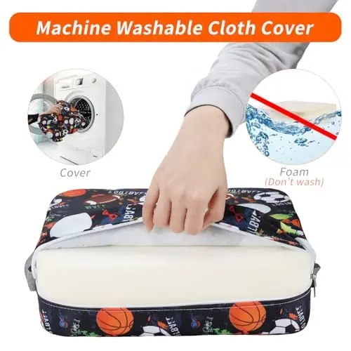Zicac Portable Seat Cushion Washable with Non-Slip Bottom, Detachable Strong Support Cushion for Toddler Kids Baby Infant(Brown Soccer) - 3