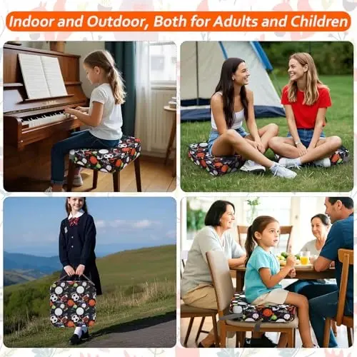 Zicac Portable Seat Cushion Washable with Non-Slip Bottom, Detachable Strong Support Cushion for Toddler Kids Baby Infant(Brown Soccer) - 4