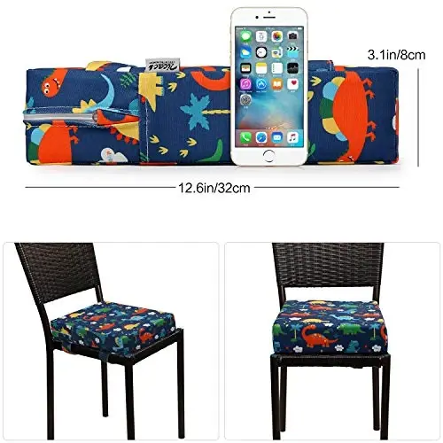 Zicac Portable High Chair Increasing Seat Cushion for Travel Dining Seat Pad for Toddler Kids Baby Infant Washable Thick Chair Seat Pads (Dark Blue) - 5