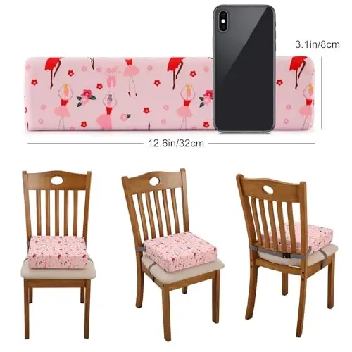 Zicac Portable Toddler Booster Seat for Dining Table, Safer Non-Slip Kids Booster Seat with Double Adjustable Straps, Washable Detachable Strong Support Increasing Cushion for Child (Pink) - ZICAC (1)