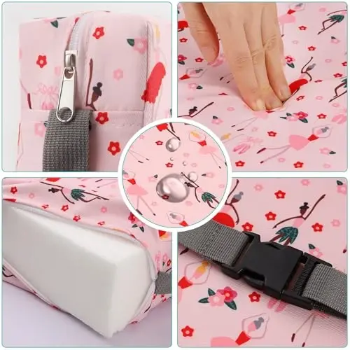 Zicac Portable Toddler Booster Seat for Dining Table, Safer Non-Slip Kids Booster Seat with Double Adjustable Straps, Washable Detachable Strong Support Increasing Cushion for Child (Pink) - 3