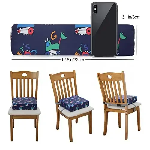 Zicac Portable Toddler Booster Seat for Dining Table, Safer Non-Slip Kids Booster Seat with Double Adjustable Straps, Washable Detachable Strong Support Increasing Cushion for Child (Blue Excavator) - 4