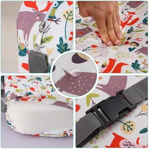 Zicac Portable Seat Cushion Washable with Non-Slip Bottom, Detachable Strong Support Cushion for Toddler Kids Baby Infant (White Forest) - 2