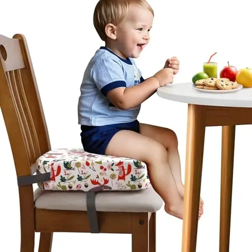 Zicac Portable Seat Cushion Washable with Non-Slip Bottom, Detachable Strong Support Cushion for Toddler Kids Baby Infant (White Forest) - 5