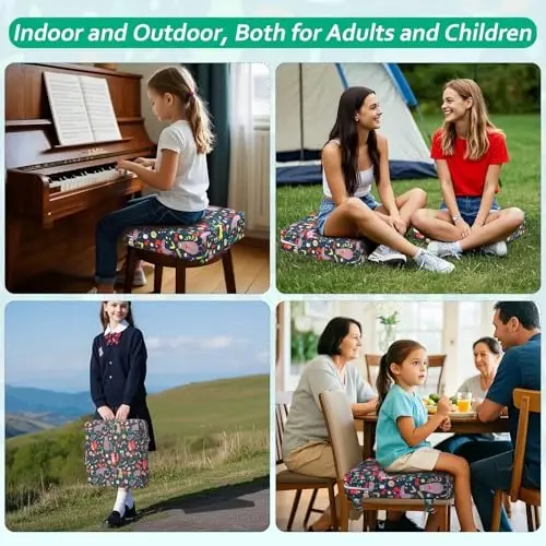 Zicac Portable High Chair Increasing Seat Cushion for Travel Dining Seat Pad for Toddler Kids Baby Infant Washable Thick Chair Seat Pads (Forest Green) - 4