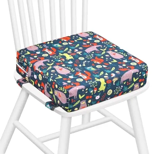 Zicac Portable High Chair Increasing Seat Cushion for Travel Dining Seat Pad for Toddler Kids Baby Infant Washable Thick Chair Seat Pads (Forest Green) - 1