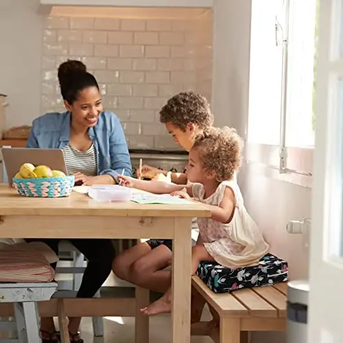 Zicac Portable High Chair Increasing Seat Cushion for Travel Dining Seat Pad for Toddler Kids Baby Infant Washable Thick Chair Seat Pads (Black/White) - 2