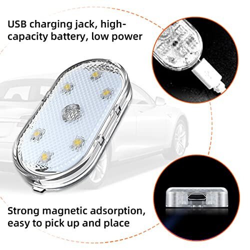 Ziciner 2 PCS Car Led Lights Interior, Super Bright Car Wireless Bulb, USB Rechargeable Auto Led Festoon Bulb, Universal Vehicle Accessories for Cars, Trucks, SUVs, Vans (Colorful, 4 PCS) - 3