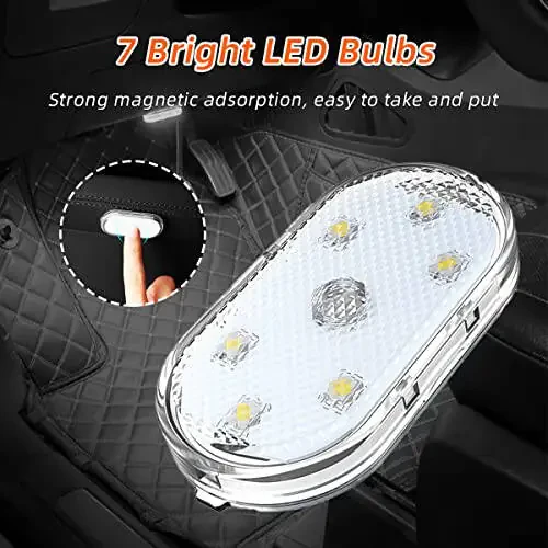 Ziciner 2 PCS Car Led Lights Interior, Super Bright Car Wireless Bulb, USB Rechargeable Auto Led Festoon Bulb, Universal Vehicle Accessories for Cars, Trucks, SUVs, Vans (Colorful, 4 PCS) - 6