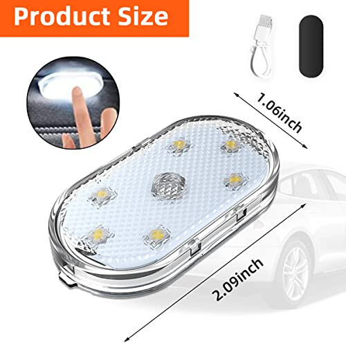 Ziciner 2 PCS Car Led Lights Interior, Super Bright Car Wireless Bulb, USB Rechargeable Auto Led Festoon Bulb, Universal Vehicle Accessories for Cars, Trucks, SUVs, Vans (Colorful, 4 PCS) - ZICINER (1)