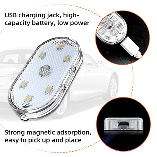 Ziciner 2 PCS Car Led Lights Interior, Super Bright Car Wireless Bulb, USB Rechargeable Auto Led Festoon Bulb, Universal Vehicle Accessories for Cars, Trucks, SUVs, Vans (Colorful, 4 PCS) - 3