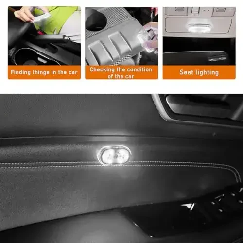 Ziciner 4 PCS Avtomobil Led Chiroqlari Ichki, Super Yorqin Avtomobil Simsiz Lampochka, USB Zaryadlanuvchi Avto Led Feston Lampochka, Avtomobillar, Yuk Mashinalari, SUVlar, Furgonlar uchun Universal Transport Vositalari Aksessuarlari (Oq) - 4
