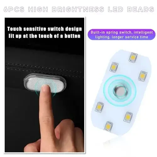 Ziciner 4 PCS Avtomobil Led Chiroqlari Ichki, Super Yorqin Avtomobil Simsiz Lampochka, USB Zaryadlanuvchi Avto Led Feston Lampochka, Avtomobillar, Yuk Mashinalari, SUVlar, Furgonlar uchun Universal Transport Vositalari Aksessuarlari (Oq) - 5
