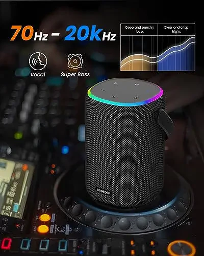 ZICOROOP Bluetooth Karnay, 50 Vt Ko'chma IPX7 Simsiz Su o'tkazmaydigan Bluetooth Karnay, Stereo Ovoz, Uzoq muddatli Batareya, Qo'l, Kristal Toza, Boy Bas, 8000mAh - 1