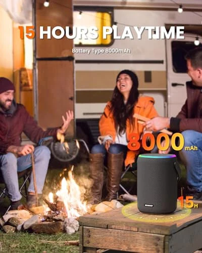 ZICOROOP Bluetooth Karnay, 50 Vt Ko'chma IPX7 Simsiz Su o'tkazmaydigan Bluetooth Karnay, Stereo Ovoz, Uzoq muddatli Batareya, Qo'l, Kristal Toza, Boy Bas, 8000mAh - 3