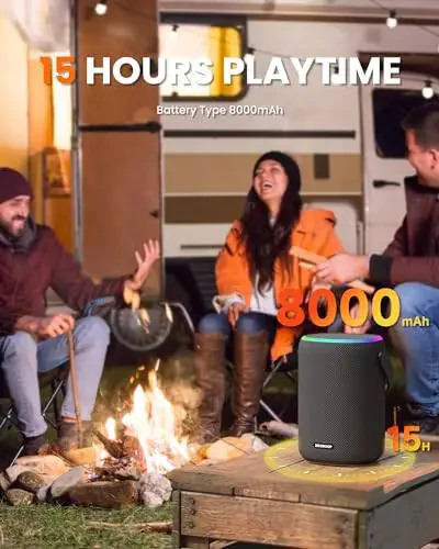 ZICOROOP Bluetooth Karnay, 50 Vt Ko'chma IPX7 Simsiz Su o'tkazmaydigan Bluetooth Karnay, Stereo Ovoz, Uzoq muddatli Batareya, Qo'l, Kristal Toza, Boy Bas, 8000mAh - 3