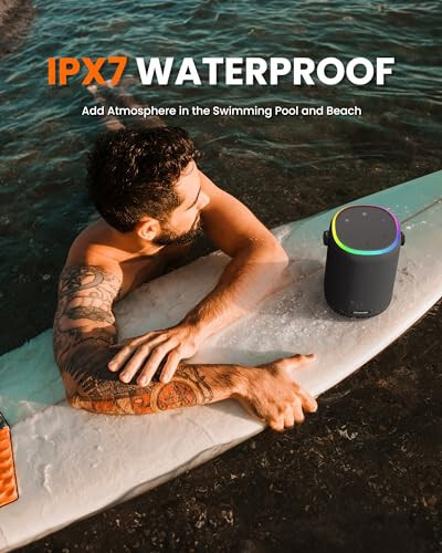 ZICOROOP Bluetooth Karnay, 50 Vt Ko'chma IPX7 Simsiz Su o'tkazmaydigan Bluetooth Karnay, Stereo Ovoz, Uzoq muddatli Batareya, Qo'l, Kristal Toza, Boy Bas, 8000mAh - 4