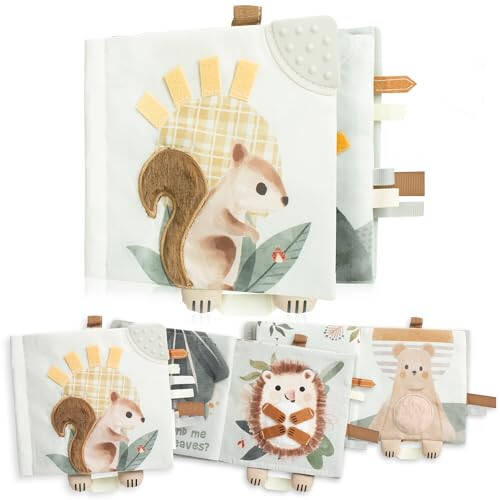 ZICOTO Soft Baby Book with Touch and Feel Pages - Cute Sensory Book for Babies 0-6 Months with Textured Animals, Mirror & Crinkle Paper - The Perfect Toy for Baby Showers Or as a Newborn/Infant Gift - 1