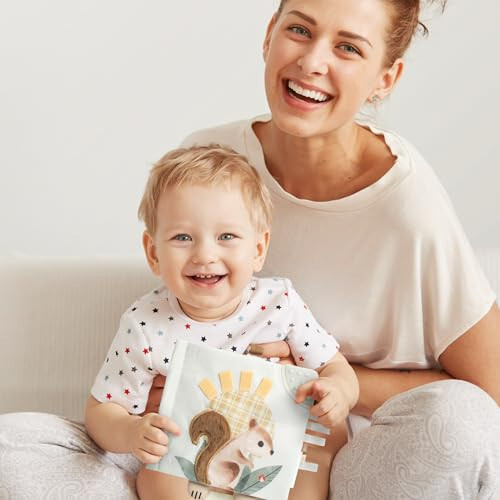 ZICOTO Soft Baby Book with Touch and Feel Pages - Cute Sensory Book for Babies 0-6 Months with Textured Animals, Mirror & Crinkle Paper - The Perfect Toy for Baby Showers Or as a Newborn/Infant Gift - 6