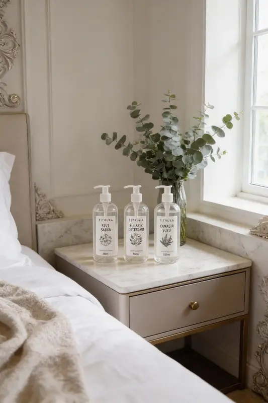 Жидкое мыло, моющее средство для посуды и отбеливатель в прозрачной пластиковой бутылке с этикеткой, 500 мл - 2