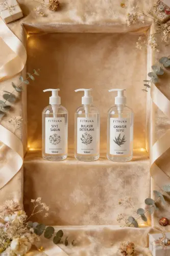 Жидкое мыло, моющее средство для посуды и отбеливатель в прозрачной пластиковой бутылке с этикеткой, 500 мл - 4