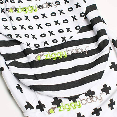 Ziggy Baby Adjustable Baby Swaddles 0-3 Months - Blanket Infant Wrap Set 3 Pack - Soft Cotton Black & White - Newborn Swaddle Blankets for Baby Boy or Girl, Swaddle Blanket - 35