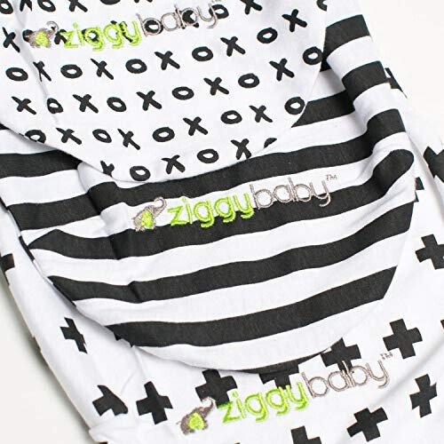 Ziggy Baby Регулируемые Пеленальные Одеяла для новорожденных 0-3 месяца - Набор пеленальных одеял для младенцев 3 шт. - Мягкий хлопок черный & белый - Пеленальные одеяла для новорожденных для мальчика или девочки, пеленальное одеяло - 11