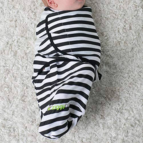 Ziggy Baby Sozlanadigan Chaqaloqlar uchun 0-3 oylik Beziklar - Bolalarni o'rash uchun Adashgan To'plam 3 ta - Yumshoq Paxta Qora & Oq - Yangi tug'ilgan Chaqaloqlar uchun Beziklar, Bolani o'rash uchun Bezik - 4