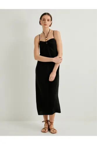Zig'ir aralash ko'ylak Midi bo'yi osma munchoqli Slim Fit - 1