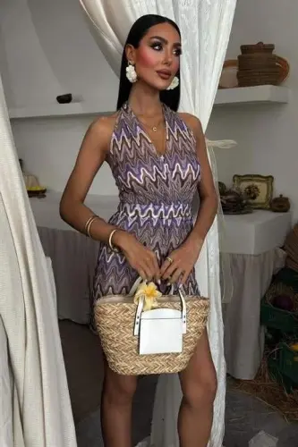 Zigzag Patterned Multi Color Transition Mini Jumpsuit 1365 - 8