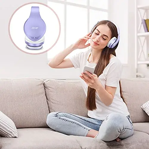 ZIHNIC Bluetooth Headphones Over-Ear, Foldable Wireless and Wired Stereo Headset Micro SD/TF, FM for Cell Phone,PC,Soft Earmuffs &Light Weight for Prolonged Wearing (Purple) - 6