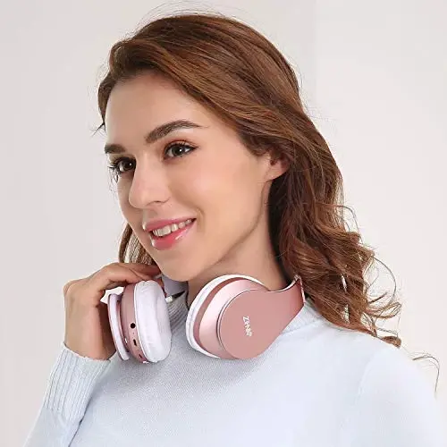 ZIHNIC Bluetooth Headphones Over-Ear, Foldable Wireless and Wired Stereo Headset Micro SD/TF, FM for Cell Phone,PC,Soft Earmuffs &Light Weight for Prolonged Wearing(Rose Gold) - ZIHNIC (1)