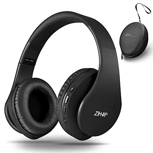 ZIHNIC Bluetooth Headphones Over-Ear, Foldable Wireless and Wired Stereo Headset Micro SD/TF, FM for Cell Phone,PC,Soft Earmuffs &Light Weight for Prolonged Wearing (Black) - 1