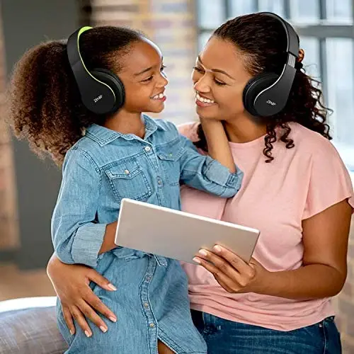 ZIHNIC Bluetooth Headphones Over-Ear, Foldable Wireless and Wired Stereo Headset Micro SD/TF, FM for Cell Phone,PC,Soft Earmuffs &Light Weight for Prolonged Wearing(Black/Green) - 4