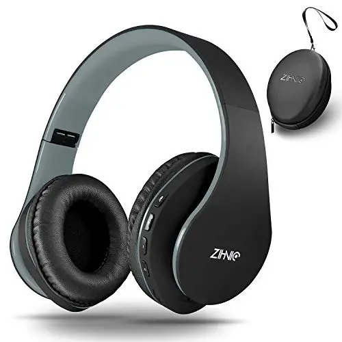 ZIHNIC Bluetooth Headphones Over-Ear, Foldable Wireless and Wired Stereo Headset Micro SD/TF, FM for Cell Phone,PC,Soft Earmuffs &Light Weight for Prolonged Wearing(Black/Gray) 