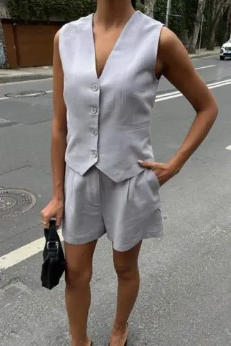 Жилет Шорты Льняной Комплект 10133-17 - 7