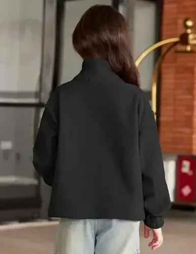 Зимняя куртка-флис для девочек Arshiner с молнией, шерпа, тёплая верхняя одежда, укороченный жакет с карманами. - 4