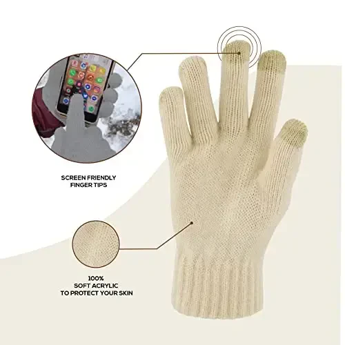 Winter Hat Fleece Lined Neck Warmer Scarf and Gloves Set for Women Knit Beanie Winter Gloves and Scarves Cold Weather - 3