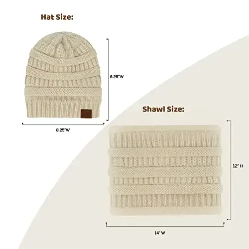 Winter Hat Fleece Lined Neck Warmer Scarf and Gloves Set for Women Knit Beanie Winter Gloves and Scarves Cold Weather - 6