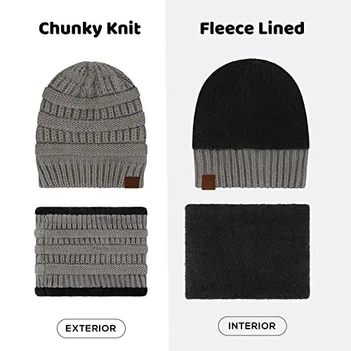 Зимняя шапка с флисовой подкладкой, шарф-манишка и комплект перчаток для женщин, вязаная шапка, зимние перчатки и шарфы для холодной погоды. - 5