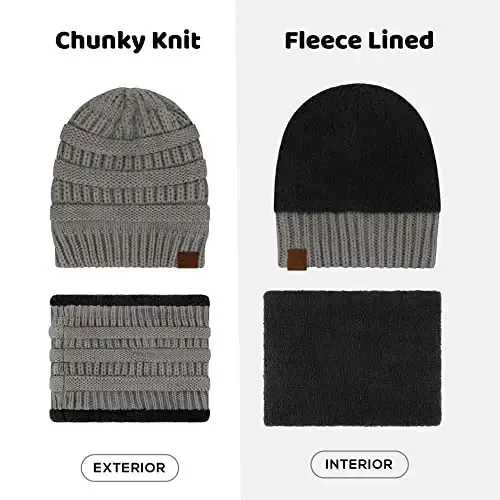 Зимняя шапка с флисовой подкладкой, шарф-манишка и комплект перчаток для женщин, вязаная шапка, зимние перчатки и шарфы для холодной погоды. - 5