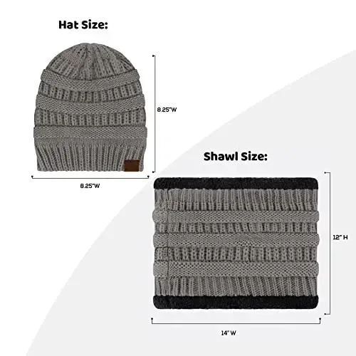 Зимняя шапка с флисовой подкладкой, шарф-манишка и комплект перчаток для женщин, вязаная шапка, зимние перчатки и шарфы для холодной погоды. - 6