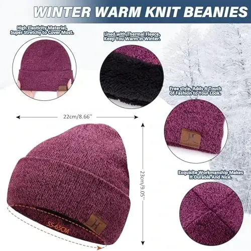Winter Beanie Hat Scarf Touchscreen Gloves Set for Men and Women, Beanie Gloves Neck Warmer Set with Warm Knit Fleece Lined - 2