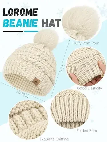 Зимняя шапка, шарф, перчатки и наушники, теплый вязаный набор шапок, перчатки для сенсорного экрана, зимние подарки, шейные платки для женщин - 2