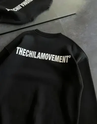 Зимняя Велосипедная Шея Oversize Свитшот с Принтом - Черный - 3