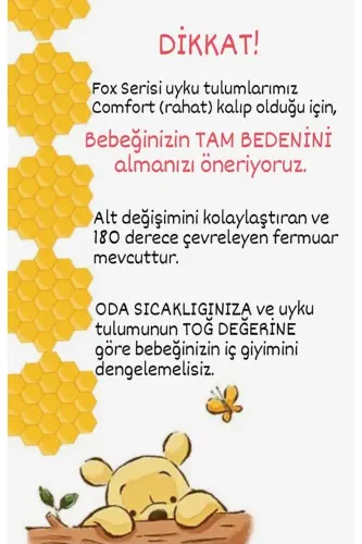 Зимний 2,5 Tog Безрукавный Детский, Детский Хлопковый Трикотажный Спальный Мешок Fox /mint-MİNT - 3